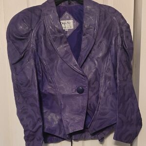 Purple Leather Women's Jacket And Skirt